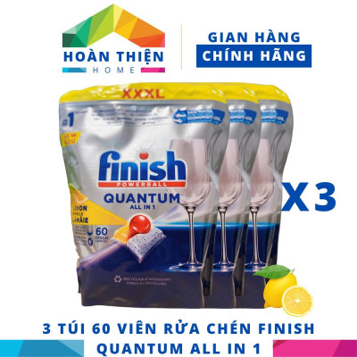 [HCM Hỏa Tốc] Túi 60 viên rửa chén Finish Quantum All in 1 (Loại viên lớn trong 1 viên công thức mới - sx 2023)