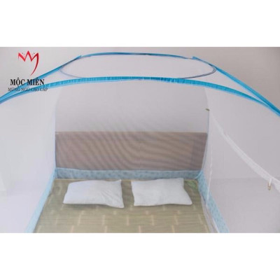 Màn Chụp Cao Cấp Mộc Miên Đỉnh Rộng - Kích Thước 1,2mx2m Trắng Viền Xanh ( Hà Nội )