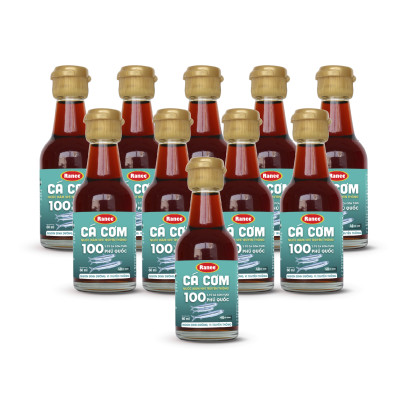 Hộp 10 chai Nước mắm dinh dưỡng Ranee cá cơm vị truyền thống 40 độ đạm chai 60ml ( 10 chai x60ml)