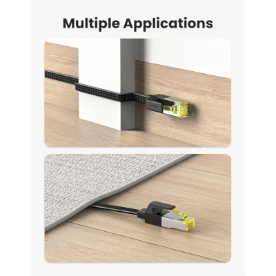Ugreen UG40163NW189TK 5m 10Gbps 600mhz dây dẹt Nylon Braided Màu Đen Cáp mạng Cat7 - HÀNG CHÍNH HÃNG