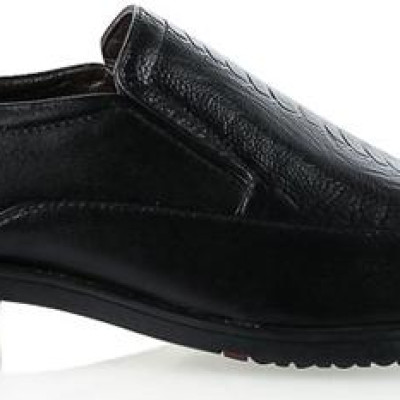 Giày nam Huy Hoàng da bò vân đà điểu màu đen HT7795