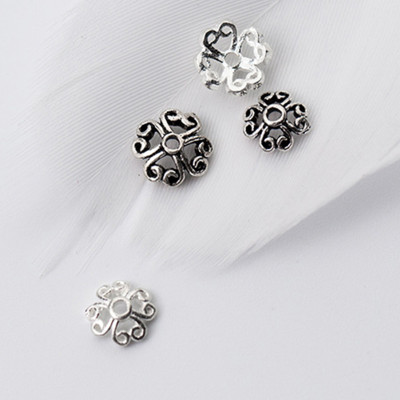 Combo 8 cái charm bạc chụp hạt, bọc hạt họa tiết hoa văn #3 - Ngọc Quý Gemstones