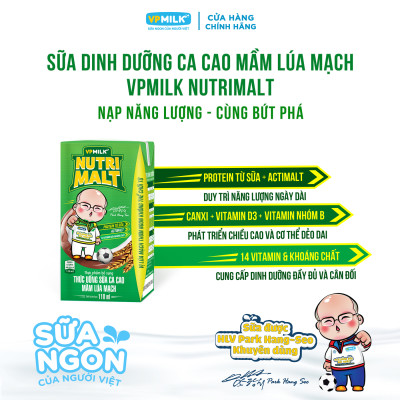 Sữa Ca Cao Mầm Lúa Mạch Đen – VPMilk Nutrimalt Hộp 110ml (Thùng 48 Hộp)