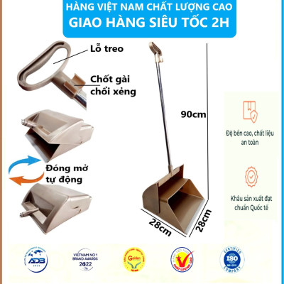 Bộ chổi cước kèm xẻng hốt rác thông minh nhựa VIỆT NHẬT - Tự động đóng mở, treo tường, xếp gọn - Hàng chính hãng