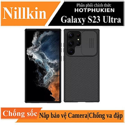 Ốp lưng chống sốc bảo vệ camera cho Samsung Galaxy S23 Ultra hiệu Nillkin Camshield Pro chống sốc cực tốt, chất liệu cao cấp, có khung & nắp đậy bảo vệ Camera - Hàng nhập khẩu