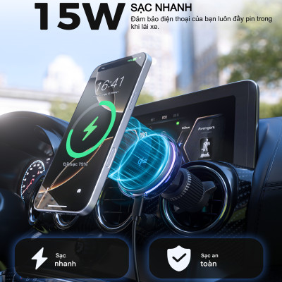 Giá đỡ điện thoại magnetic Choetech T233 sạc nhanh 15W chuẩn Qi2 - Hàng chính hãng