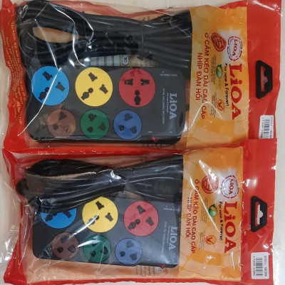 Ổ Cắm Điện 3D + 3S Dây 5m x 2 Lioa 3D3S52 - Đen