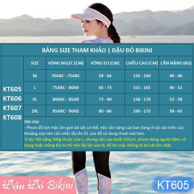 Bộ bơi nữ dài tay chống nắng toàn thân, thiết kế 3 mảnh mới trẻ trung cho eo thon gọn, thun bơi lạnh cao cấp dày mịn mát, bảo vệ da tối ưu và tôn dáng hoàn hảo | KT605