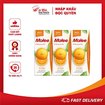 COMBO 3 Hộp Nước Ép Quýt Malee 200ml | Malee 100% Mandarine Orange Juice 200ml