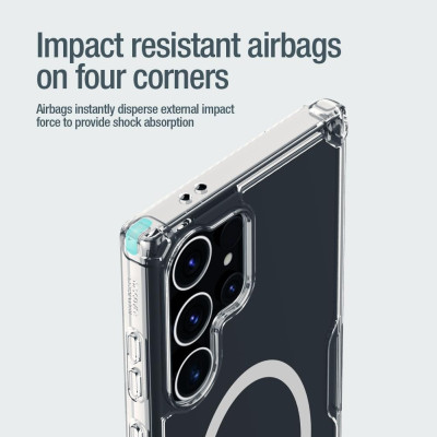 ỐP LƯNG cho Samsung Galaxy S25 ULTRA / S24 Ultra NILLKIN NATURE TPU PRO hỗ trợ sạc không dây - Lưng kính trong PC + Viền nhựa dẻo TPU - Hàng chính hãng