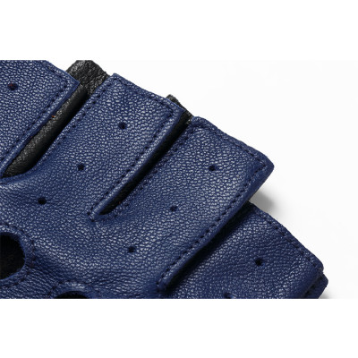 Găng tay nam hở ngón da cừu nguyên tấm BHY8853 màu Xanh dương, Bao da lái xe