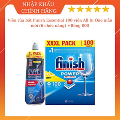 Combo Dầu làm bóng finish 800ml+Viên rửa bát Finish All in one 100v dùng cho Máy rửa bát