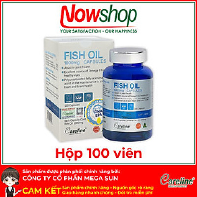 Fish Oil 1000mg Careline Hộp 100 viên dầu cá hồi Úc chứa Omega-3 bổ não sáng mắt tốt cho tim mạch