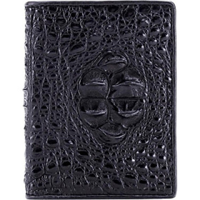 Ví Nam Da Cá Sấu Nguyên Con Kiểu Đứng Huy Hoàng HT2236 (12.5 x 10 cm) - Đen