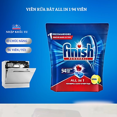 Viên rửa chén bát Finish All In One 90 viên hương chanh 