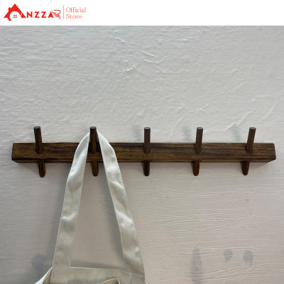 Móc Treo Quần Áo Gắn Tường Màu Nâu Rustic- Móc Gỗ Treo Quần Áo Anzzar - Móc Treo Tường Gỗ Tự Nhiên-M01