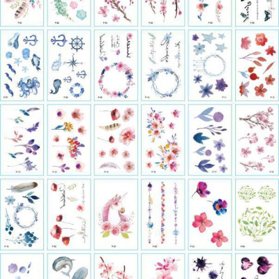 381 Hình Xăm Dán Tattoo Hoạ Tiết Hoa Bỉ Ngạn Hoa Hồng Cánh Bướm