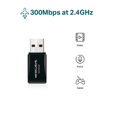 Bộ Chuyển Đổi USB Wifi Mini Mercusys MW300UM N300 - Hàng Chính Hãng