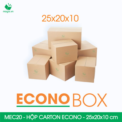 MEC20 - 25x20x10 cm - Combo 100 thùng hộp carton trơn siêu tiết kiệm ECONO