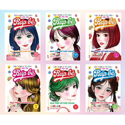 Sách - Combo Trọn Bộ 6 Cuốn Bóc Dán Hình Sticker Trong Suốt & Tô Màu Búp Bê - Nhà Thiết Kế Thời Trang (VT)