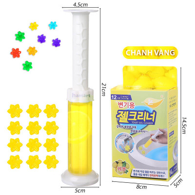 Gel Thơm Bồn Cầu Hoa Khử Mùi Toilet Nhà Vệ Sinh 6 Mùi Hương Thiên Nhiên Ống Bơm 12 Bông