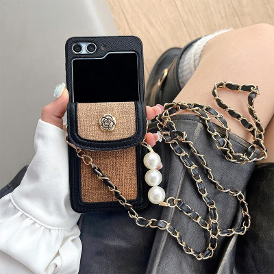 Ốp Lưng Cho Samsung Galaxy Z FLip 6 / Z Flip Vải Bố Dạng Ví Có Dây Đeo Dài - BUM STORE GALAXY CASE