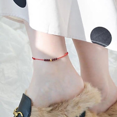 LẮC CHÂN , VÒNG CHÂN DÂY ĐỎ 6 HẠT TÀI LỘC MAY MẮN