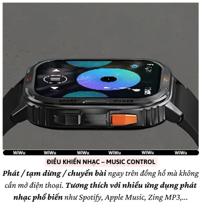 Đồng hồ thông minh smartWatch hiệu WlWU SW05 - Màn hình 2.0 inch HD TF, kháng nước IP68, Đàm thoại bluetooth 5.2,Theo dõi nhịp tim, nồng độ oxy trong máu SpO2, 100+ mặt đồng hồ, nhiều chế độ thể thao - Hàng nhập khẩu
