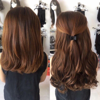  Tóc giả kẹp nữa đầu kẹp phím   kẹp phím nữa đầu dợn sóng lững- hình thật