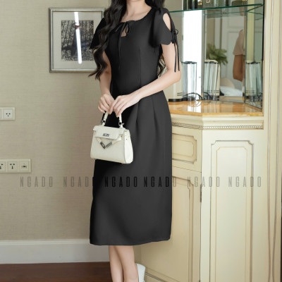 Đầm đen cổ giọt nước NGADO , đầm dáng dài , đầm dự tiệc