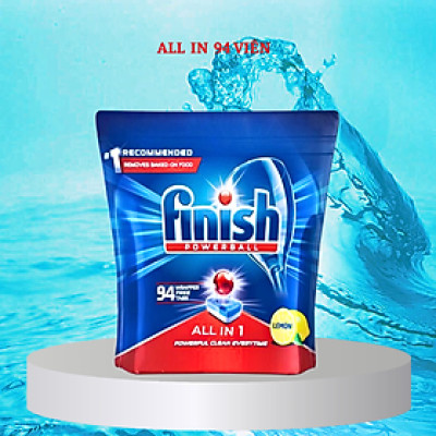 Túi 94 viên rửa chén Finish All In 1 Max Dishwasher Tablets Lemon Sparkle QT04585 - hương chanh