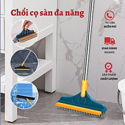 Combo 2 Chổi Chà Sàn Nhà Tắm Xoay 120 Độ - Thiết Kế Đầu Gạt Nước Và Đầu Chổi Quét Nhà Siêu Sạch (112 x23 cm) Làm Sạch