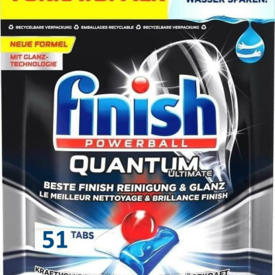 Hộp 51 viên rửa chén Finish Quantum Ultimate (Công thức mới 2020) – Hàng siêu cao cấp với 14x tính năng trong 1 viên (Dành cho máy rửa chén 13-14-15 bộ).