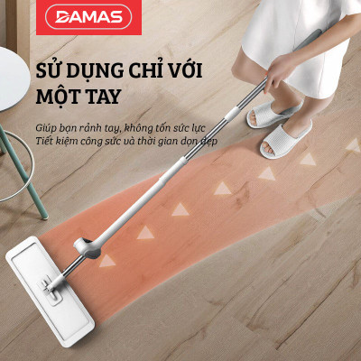 Cây lau nhà tự vắt thông minh tự gấp gọn , chổi lau xoay 360 độ dễ dàng len lỏi vào các vị trí khó lau -  Thiết kế nhỏ gọn, tiện dụng, tiết kiệm không gian khi cất giữ, có thể dựng đứng độc lập mà không cần đến thanh kẹp tường - DAMAS Pro M232