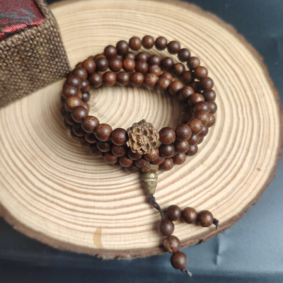 Vòng Tay Trầm Hương Chuỗi 108 Hạt 100% Trầm Tốc Tự Nhiên Mix Sen Tốc