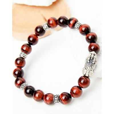 Vòng tay đá mắt hổ phối charm tỳ hưu bạc thái size hạt 8mm - Ngọc Quý Gemstones