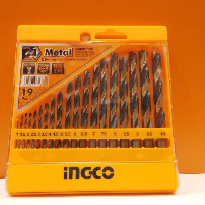 BỘ MŨI KHOAN KIM LOẠI 19 CHI TIẾT INGCO AKDB1195 - HÀNG CHÍNH HÃNG
