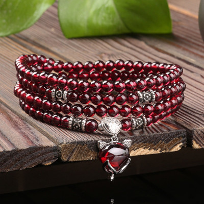 VÒNG TAY HỒ LY NHIỀU LỚP ĐÁ THẠCH LỰU ĐỎ TÌNH DUYÊN MAY MẮN