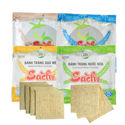 Thùng 50 Gói Loại 75Gram, Bánh Tráng Gạo Mè Nướng Sẵn Sachi