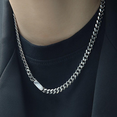 【Khắc tên ghi chú】Vòng tay, Vòng cổ nam nữ Cuba thép titan Khắ tuỳ chỉnh Lắc tay Dây chuyền