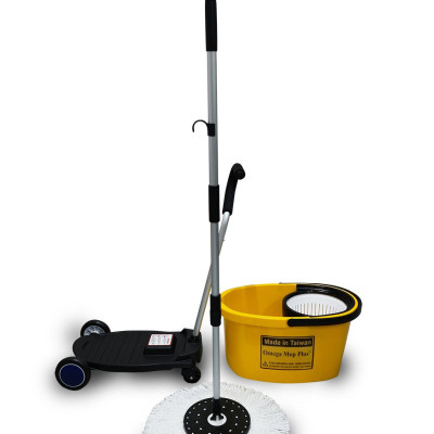 Bộ Lau Nhà 360 độ Omega Mop Plus công nghiệp (xô lớn + xe đẩy + xoay tay)