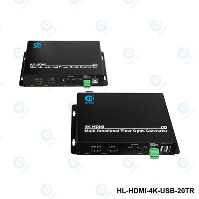 Bộ chuyển đổi hdmi sang quang SFP 10G hỗ trợ cổng usb hình ảnh 4K Ho-link HL-HDMI-4K-USB-20TR - Hàng Chính hãng