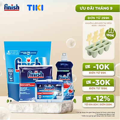 Combo Finish: Everyday Shine & Clean 100v + Nước Làm Bóng Finish 500ml + Muối Rửa Chén Finish Salt túi 1kg