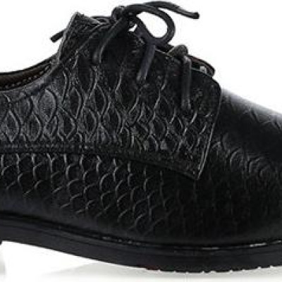 Giày tây nam Huy Hoàng da bò vân da trăn cột dây màu đen HT7798