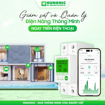Công Tơ Điện Tử WIFI Thông Minh HUNONIC ENTEC 63A/220V