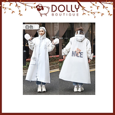 Áo Mưa Thời Trang Có Khoá Kéo Tiện Lợi Hình Gấu Nice Màu Trắng - Áo Mưa 1 Người Cao Cấp