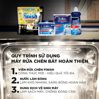 [Mới] Viên rửa chén bát hương chanh Finish Ultimate Plus All in one túi 18 viên - dòng siêu cao cấp