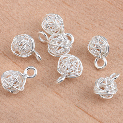 Combo 2 charm bạc quả cầu mây treo - Ngọc Quý Gemstones