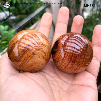 COMBO 2 quả bi lăn tay Gỗ Cẩm Lai 5cm (MH882) Mát xa giúp dẻo tay, thư giãn, chống mỏi toàn diện – Chăm sóc sức khỏe