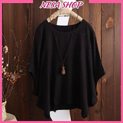 Áo kiểu nữ đẹp, chất liệu đũi mềm mát, áo kiểu form rộng cánh dơi, thời trang nữ NeSa Shop,  AKH.036